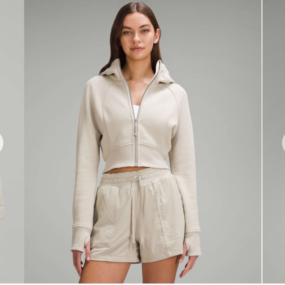 lululemon athletica Cropped Zip Hoodie in Light Beige